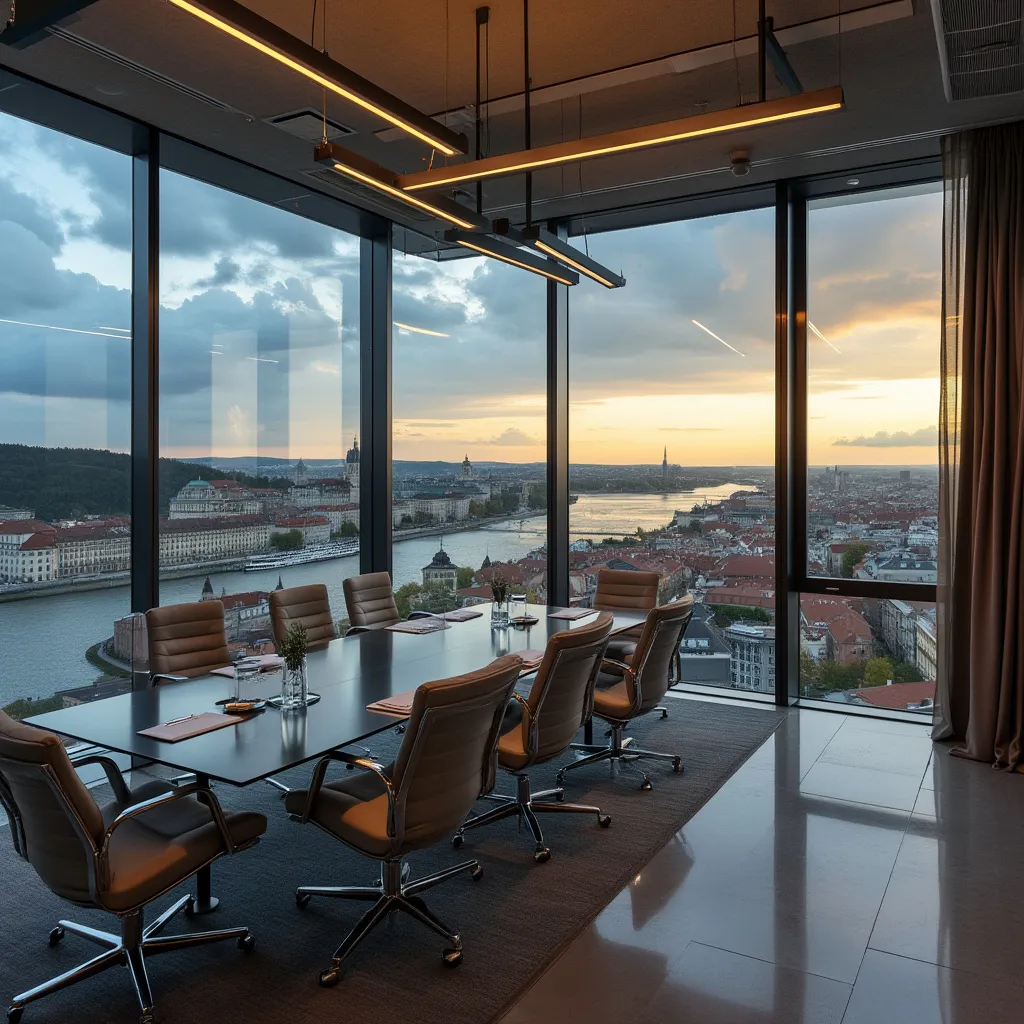 Moderná kancelária InvestSK s výhľadom na Bratislavu